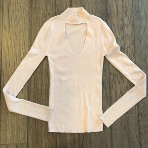 Express ribbed pink Keyhole sweater